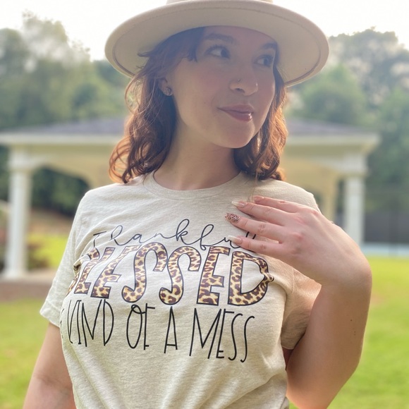 BELLA CANVAS Thankful Blessed & kind of a Mess Tee - Picture 6 of 6